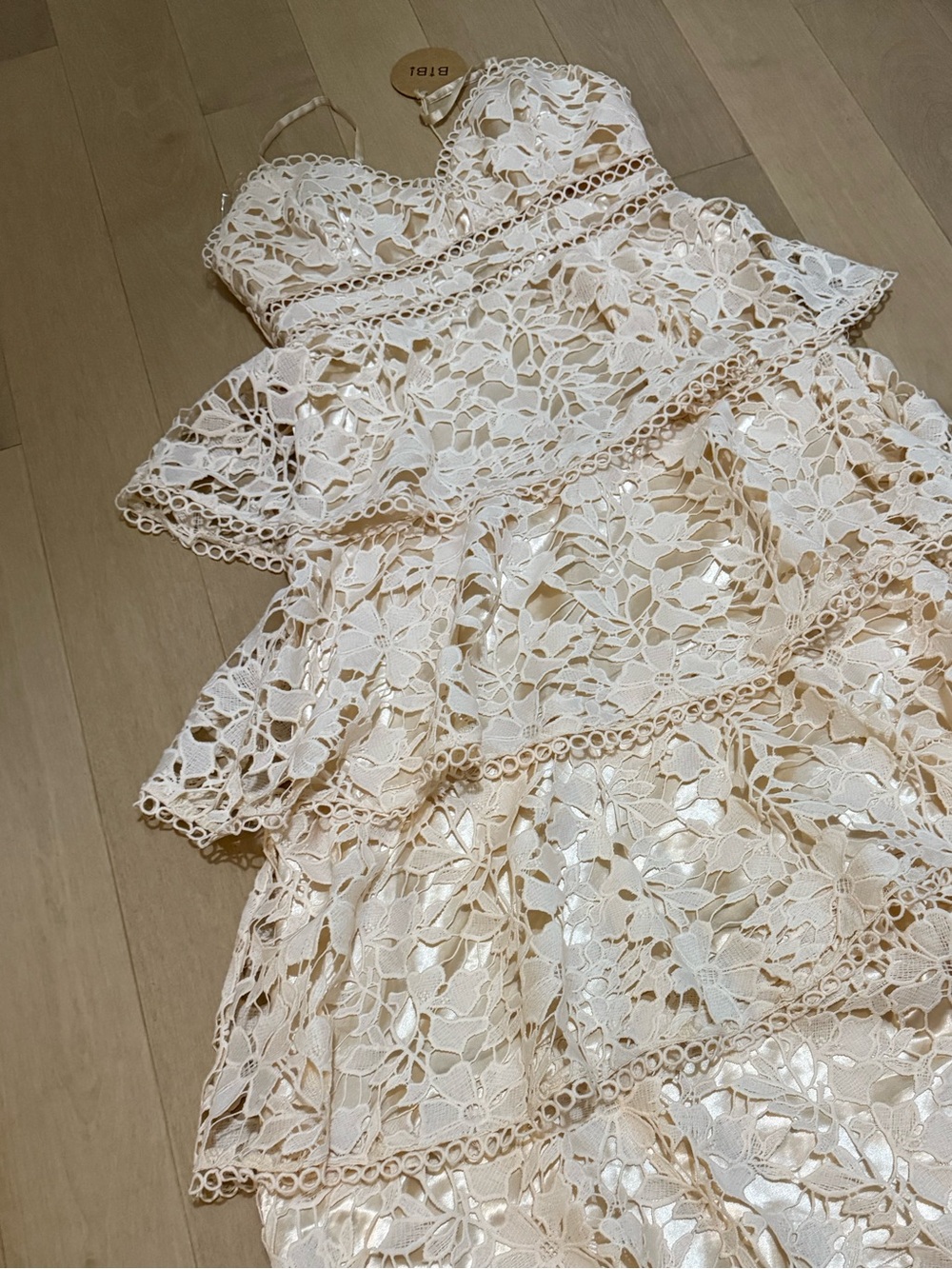 BiBi Ivory layered lace dress NWT